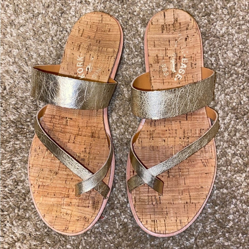 Kork-Ease Gold Shimmer Sandals Size 6